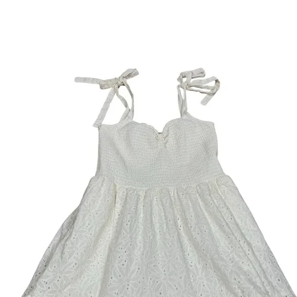 MADEWELL Eyelet Lucie Tie-Strap Tiered Midi Dress White Sz S - Picture 4 of 13